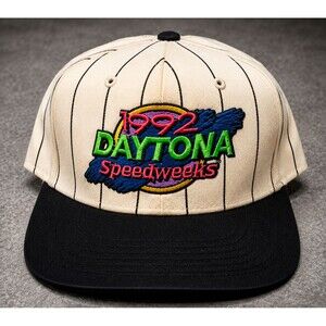 Vintage 1992 Daytona Speedweeks Hat NASCAR Racing Snapback Pinstripe Cap